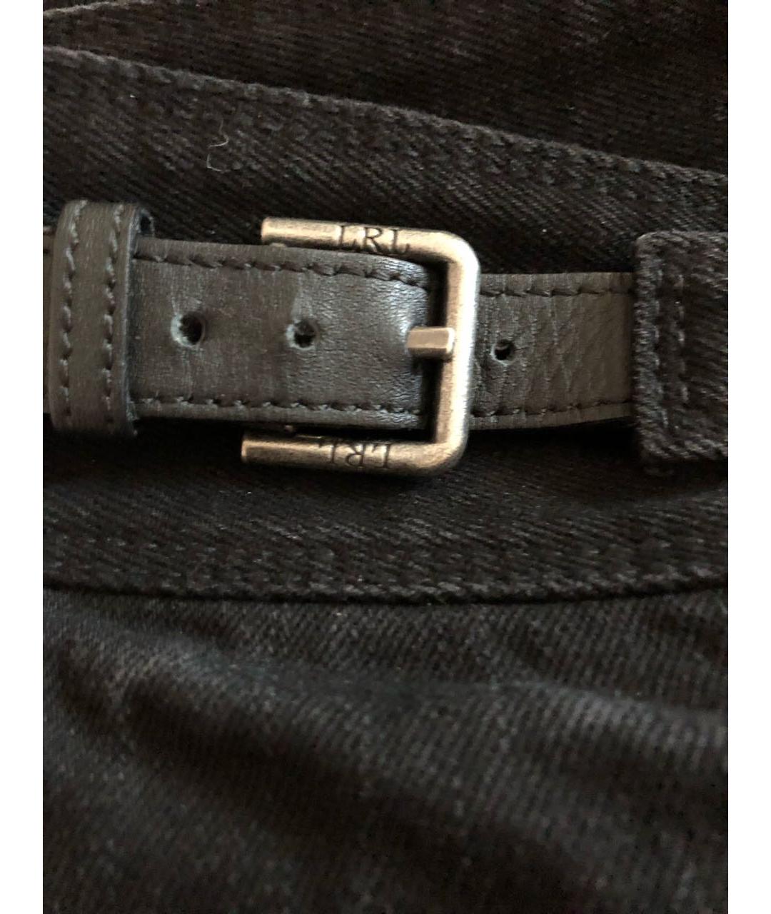 RALPH LAUREN Черная хлопко-эластановая юбка миди, фото 5