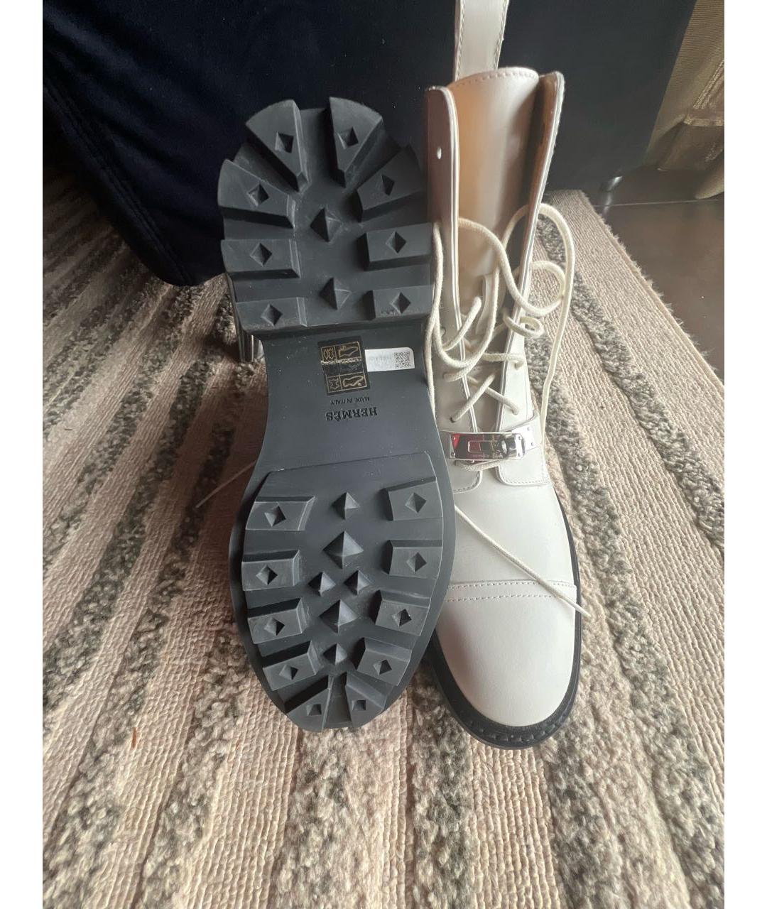 HERMES Белые кожаные ботинки, фото 8