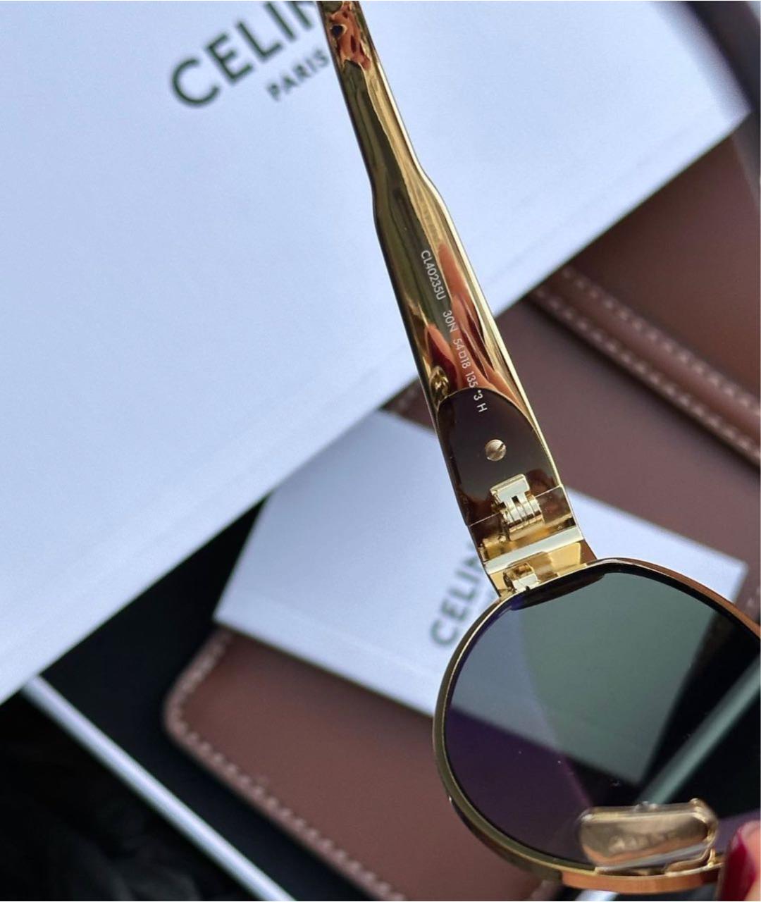 CELINE Золотые металлические солнцезащитные очки, фото 5