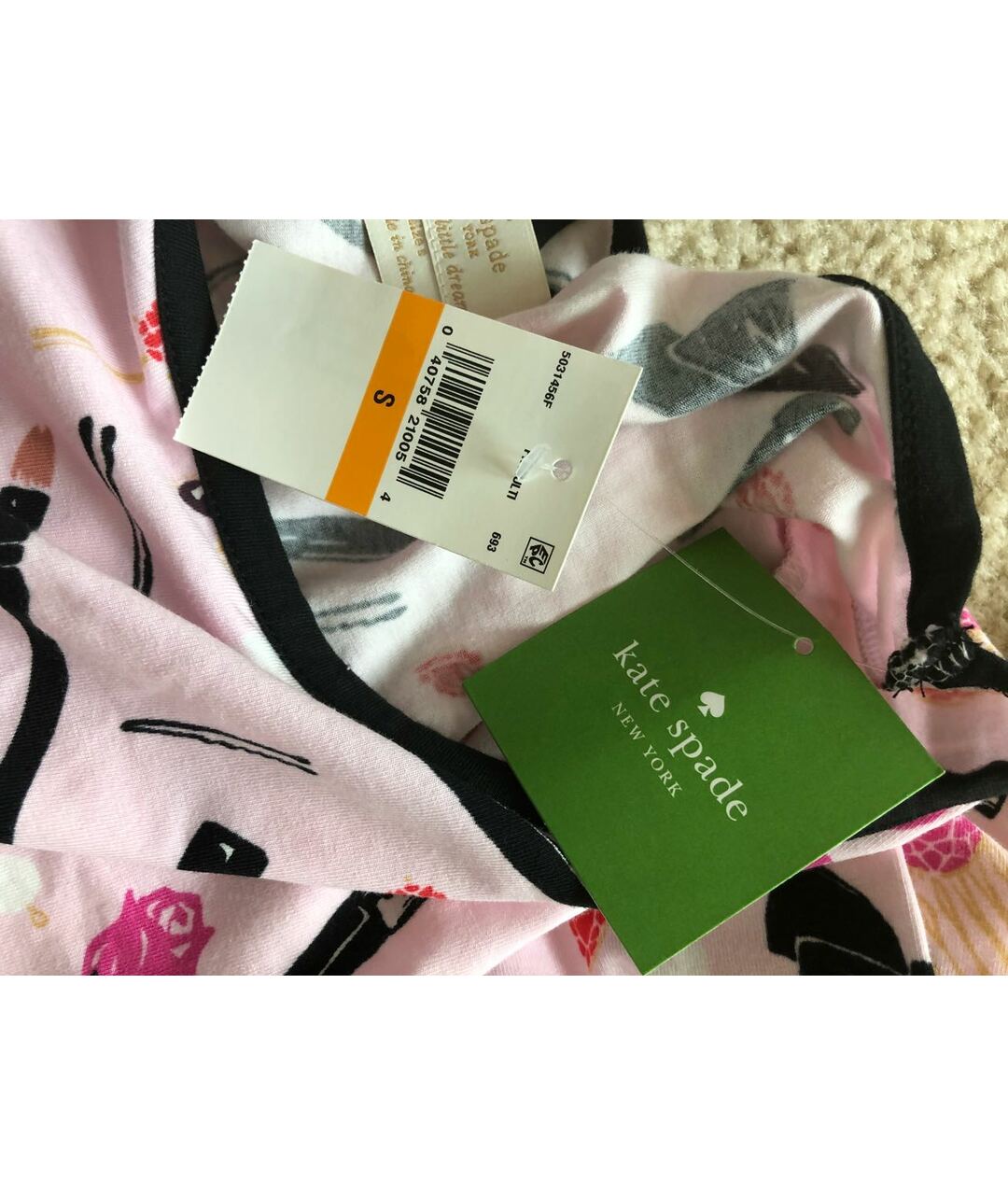 KATE SPADE Розовая хлопковая пижама, фото 7
