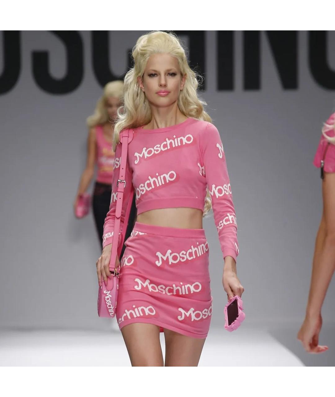 MOSCHINO Розовая кожаная сумка через плечо, фото 6