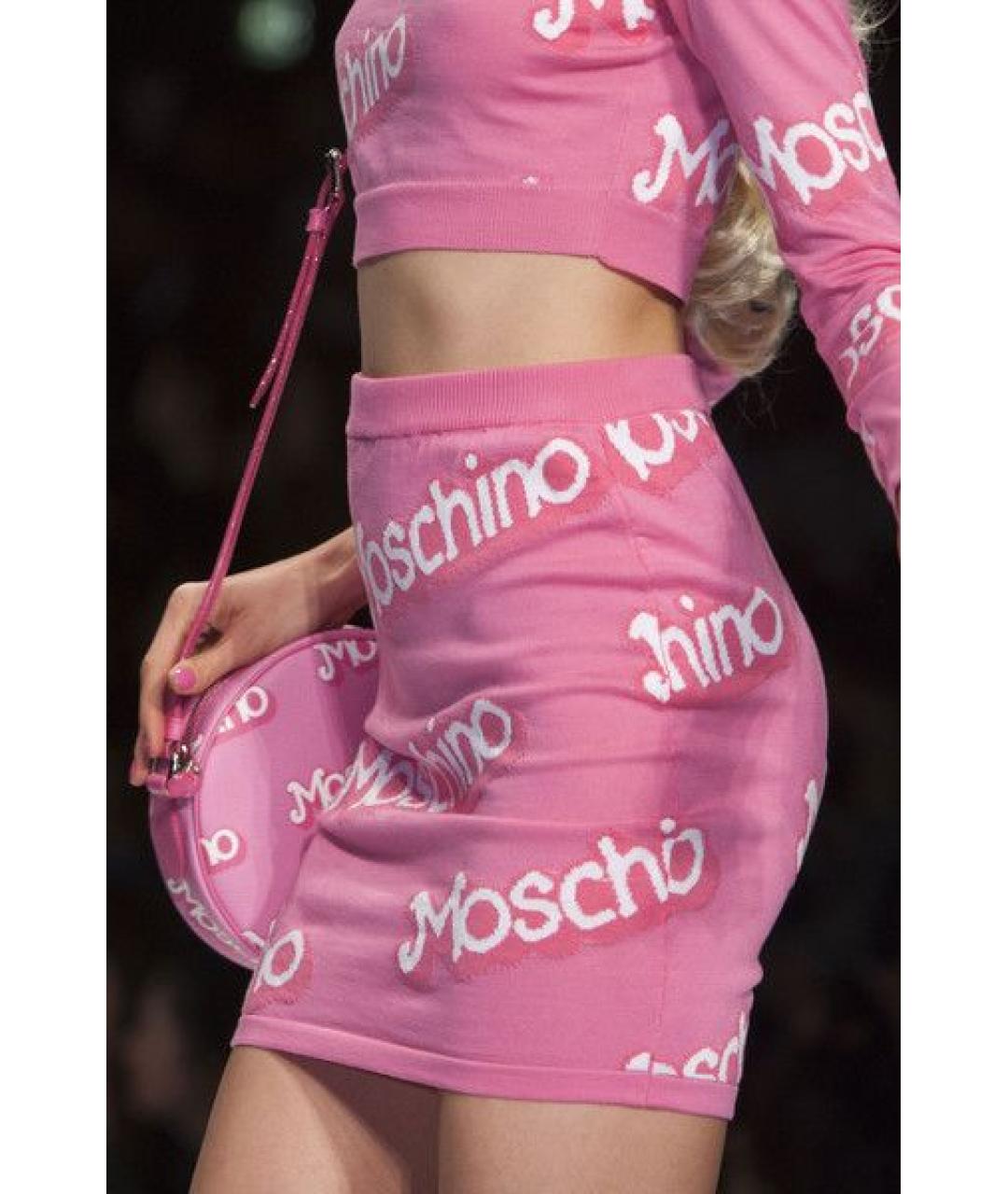 MOSCHINO Розовая кожаная сумка через плечо, фото 5