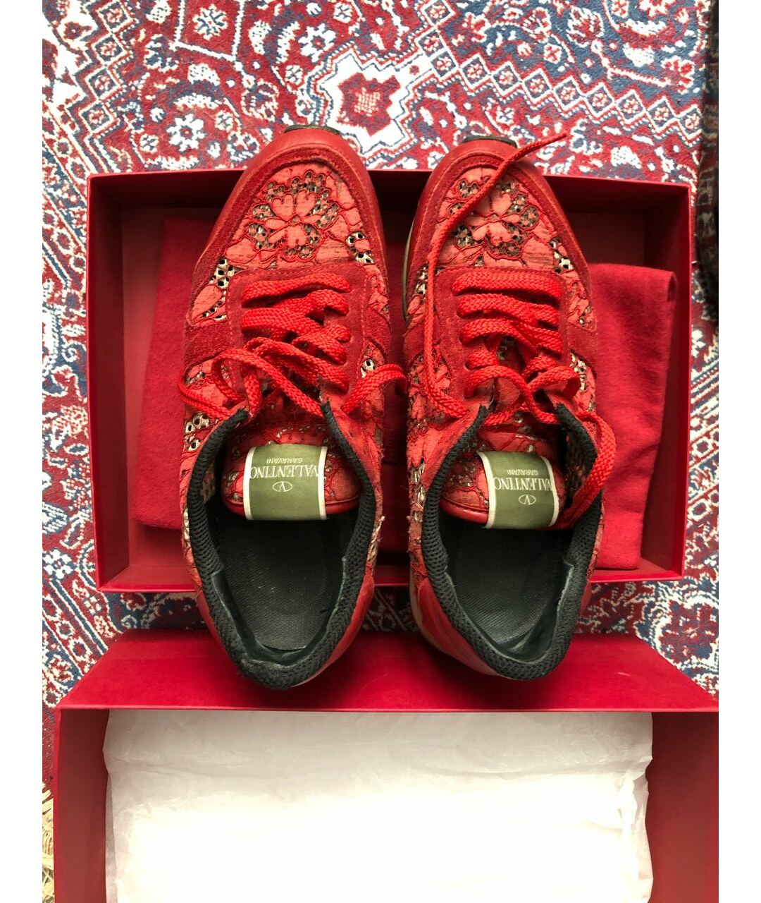 VALENTINO GARAVANI Красные текстильные кроссовки, фото 3