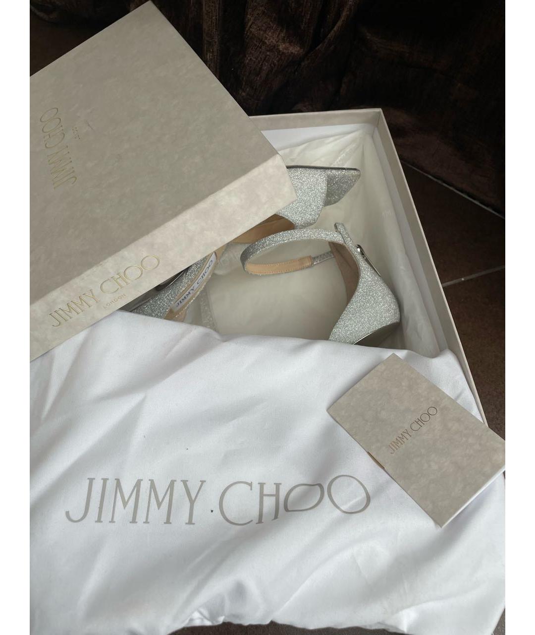 JIMMY CHOO Серебряные босоножки, фото 5