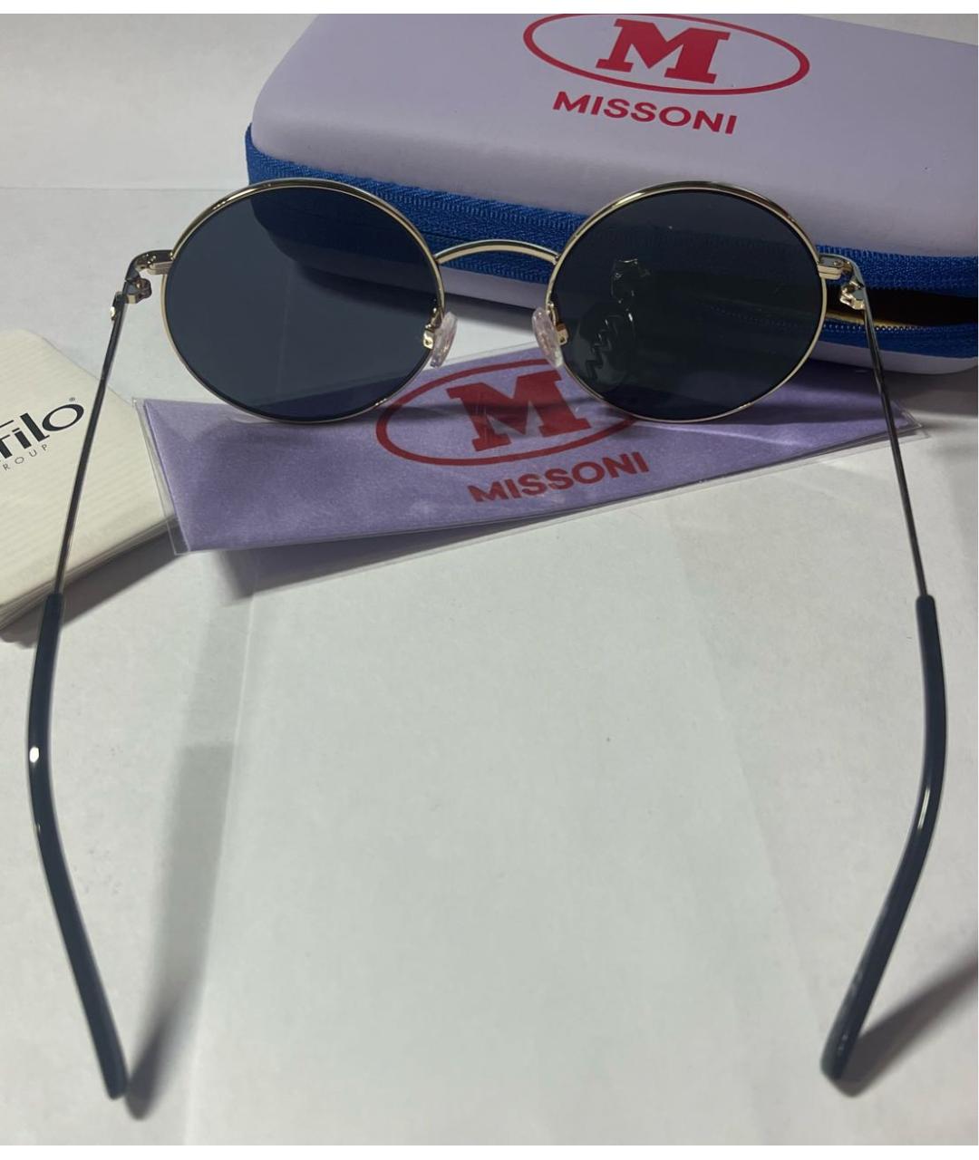MISSONI Золотые металлические солнцезащитные очки, фото 7