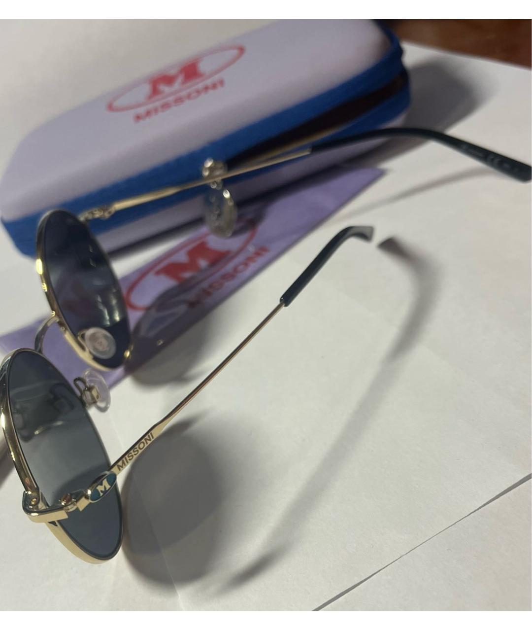 MISSONI Золотые металлические солнцезащитные очки, фото 6