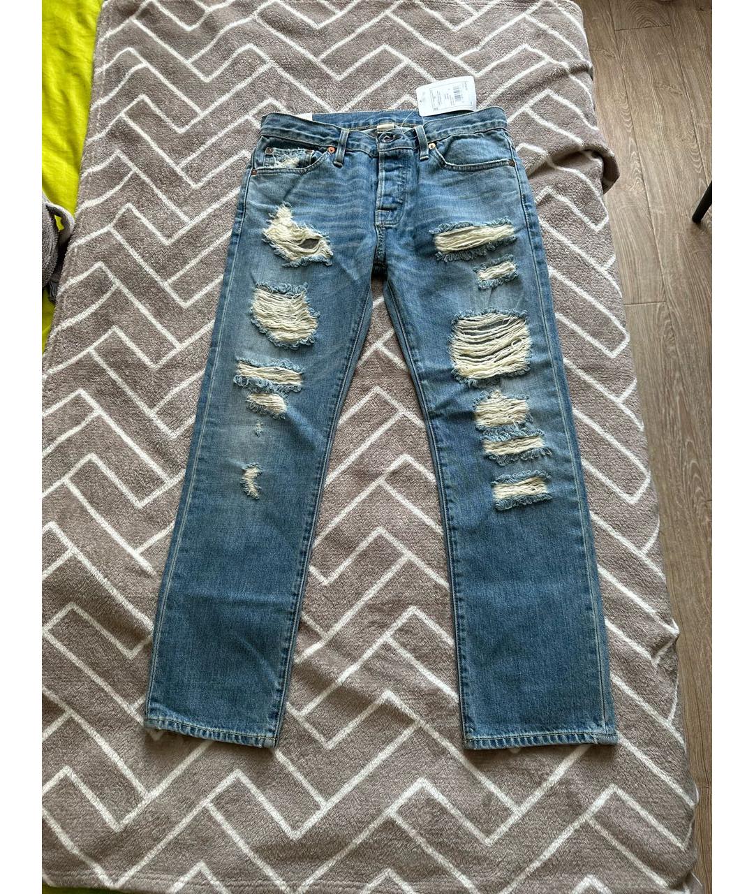 NSF Синие хлопковые джинсы слим, фото 7