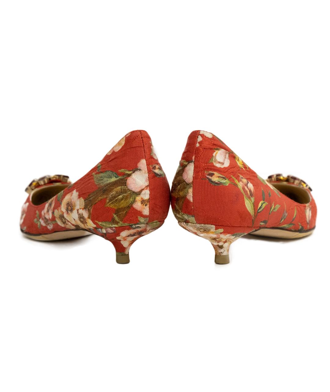 DOLCE&GABBANA Красные текстильные лодочки на низком каблуке, фото 5