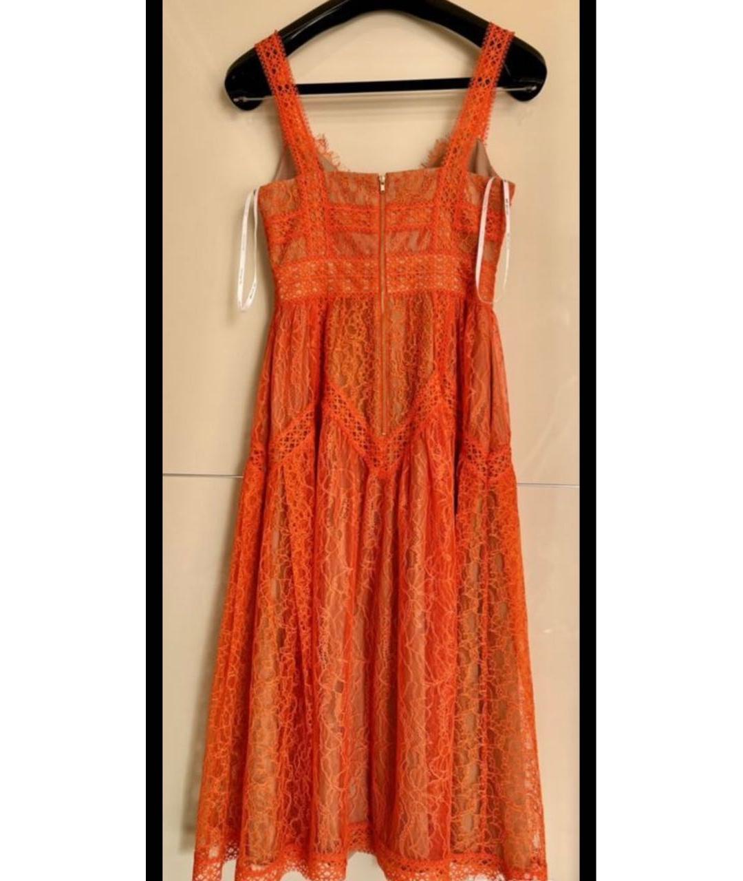 SELF-PORTRAIT Оранжевое кружевное коктейльное платье, фото 2