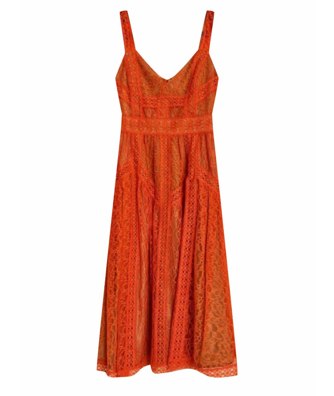 SELF-PORTRAIT Оранжевое кружевное коктейльное платье, фото 1