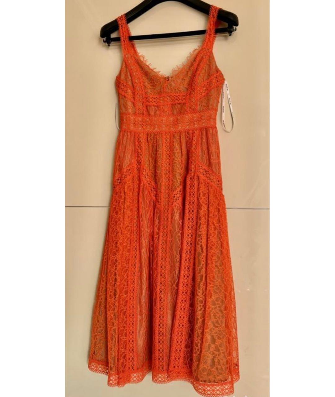 SELF-PORTRAIT Оранжевое кружевное коктейльное платье, фото 6