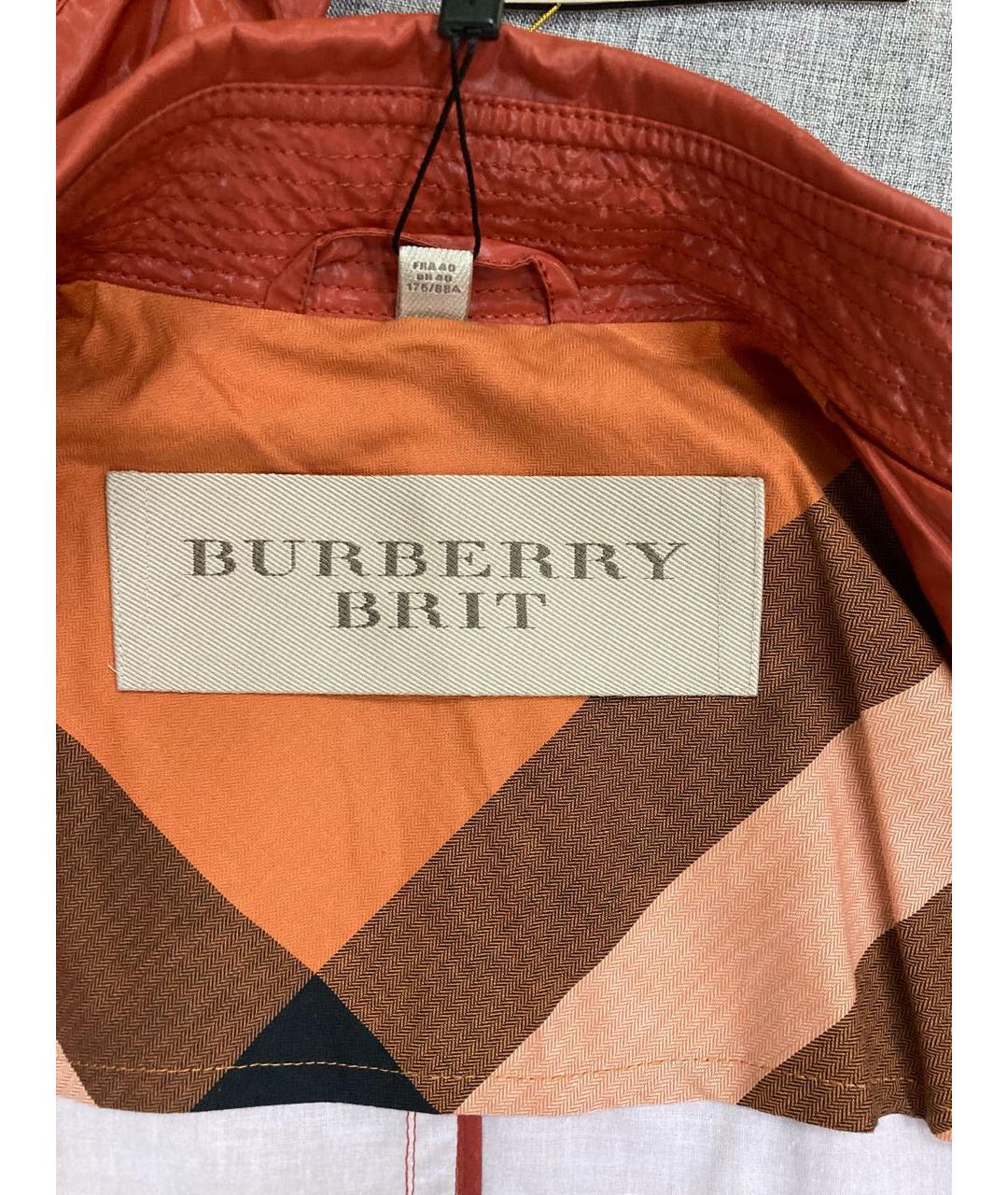 BURBERRY BRIT Оранжевый хлопковый тренч/плащ, фото 3