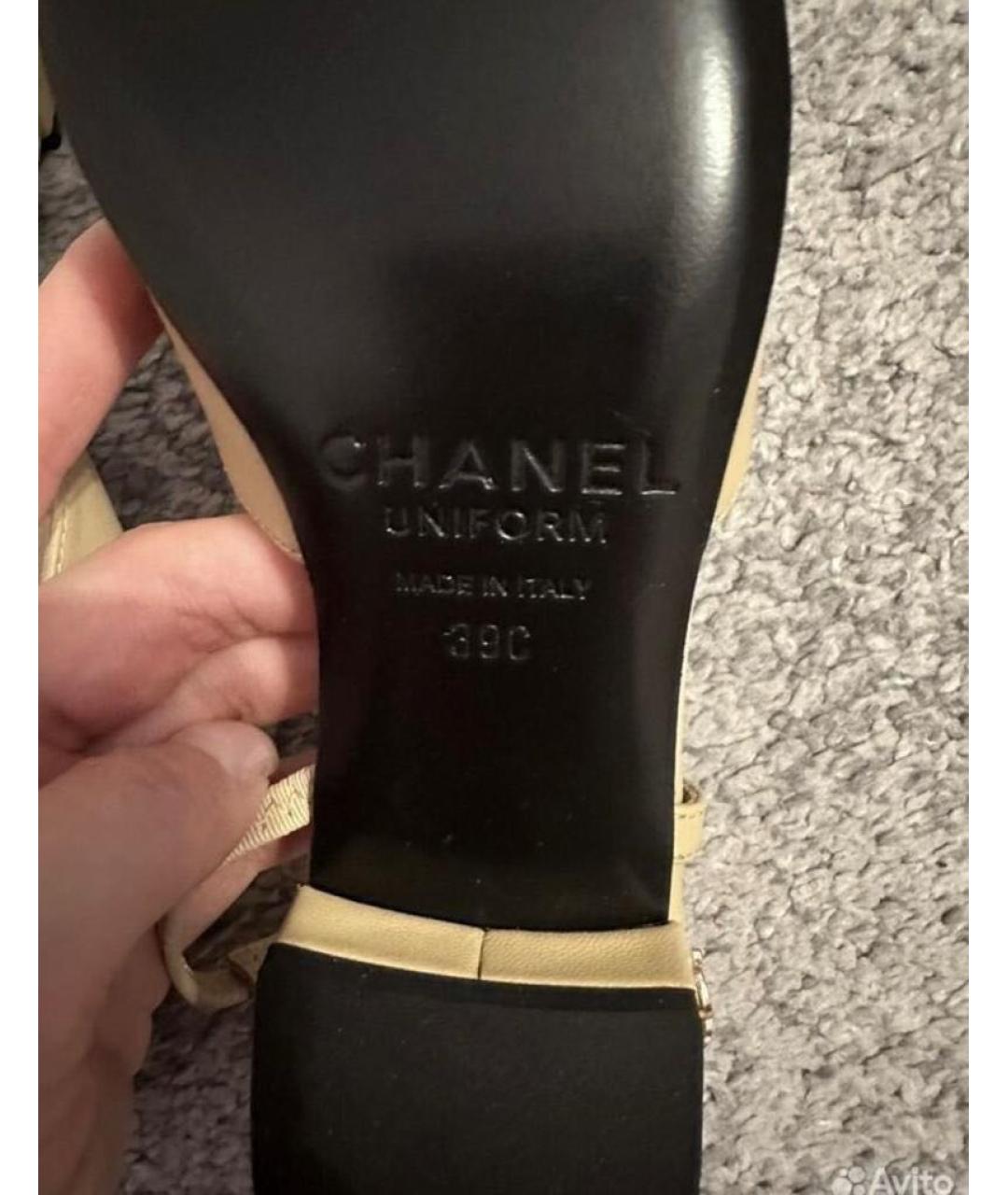 CHANEL Бежевые кожаные балетки, фото 5