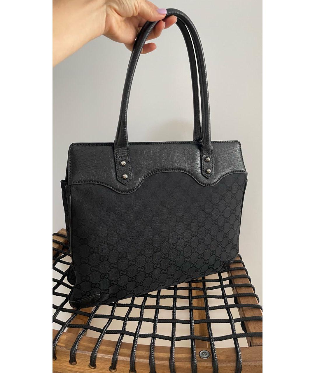 GUCCI Черная кожаная сумка с короткими ручками, фото 5