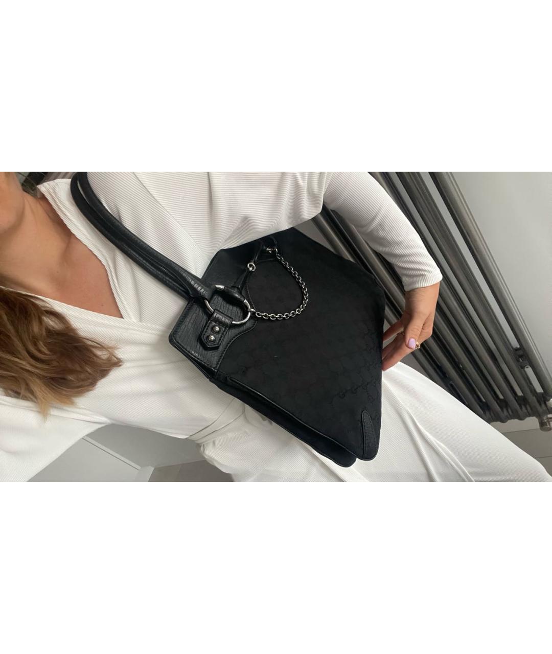 GUCCI Черная кожаная сумка с короткими ручками, фото 4