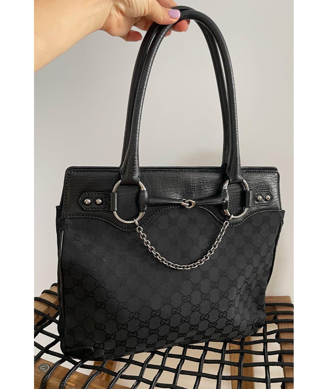 GUCCI Черная кожаная сумка с короткими ручками, фото 9