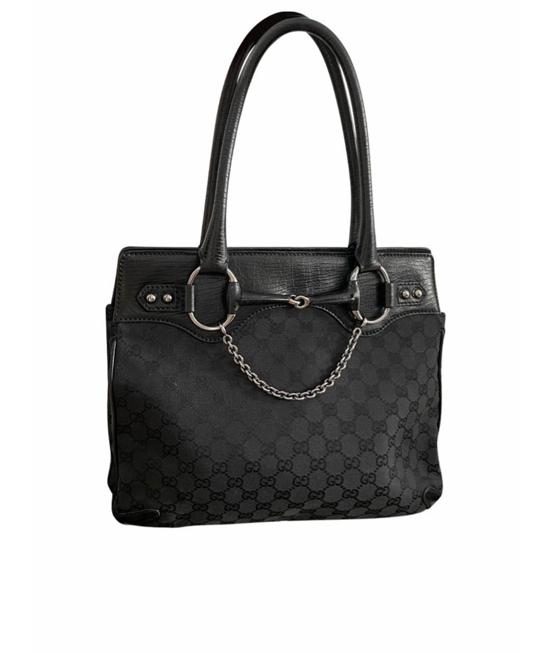 GUCCI Черная кожаная сумка с короткими ручками, фото 1