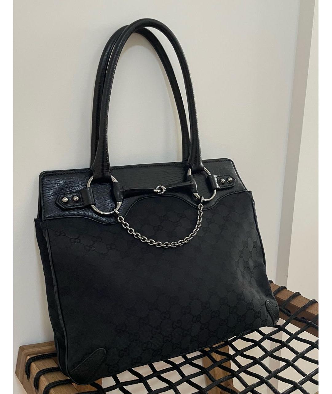 GUCCI Черная кожаная сумка с короткими ручками, фото 2
