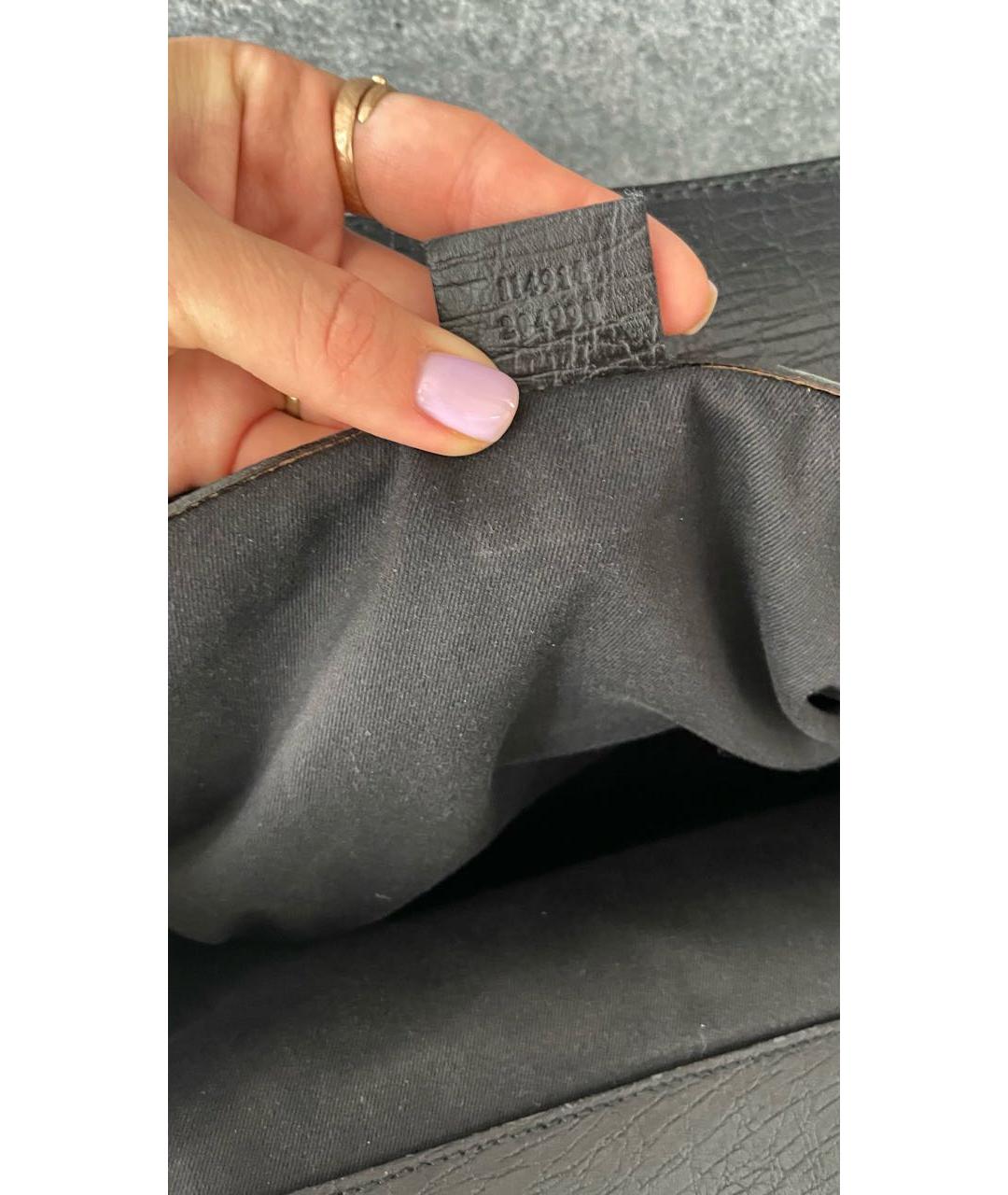 GUCCI Черная кожаная сумка с короткими ручками, фото 8