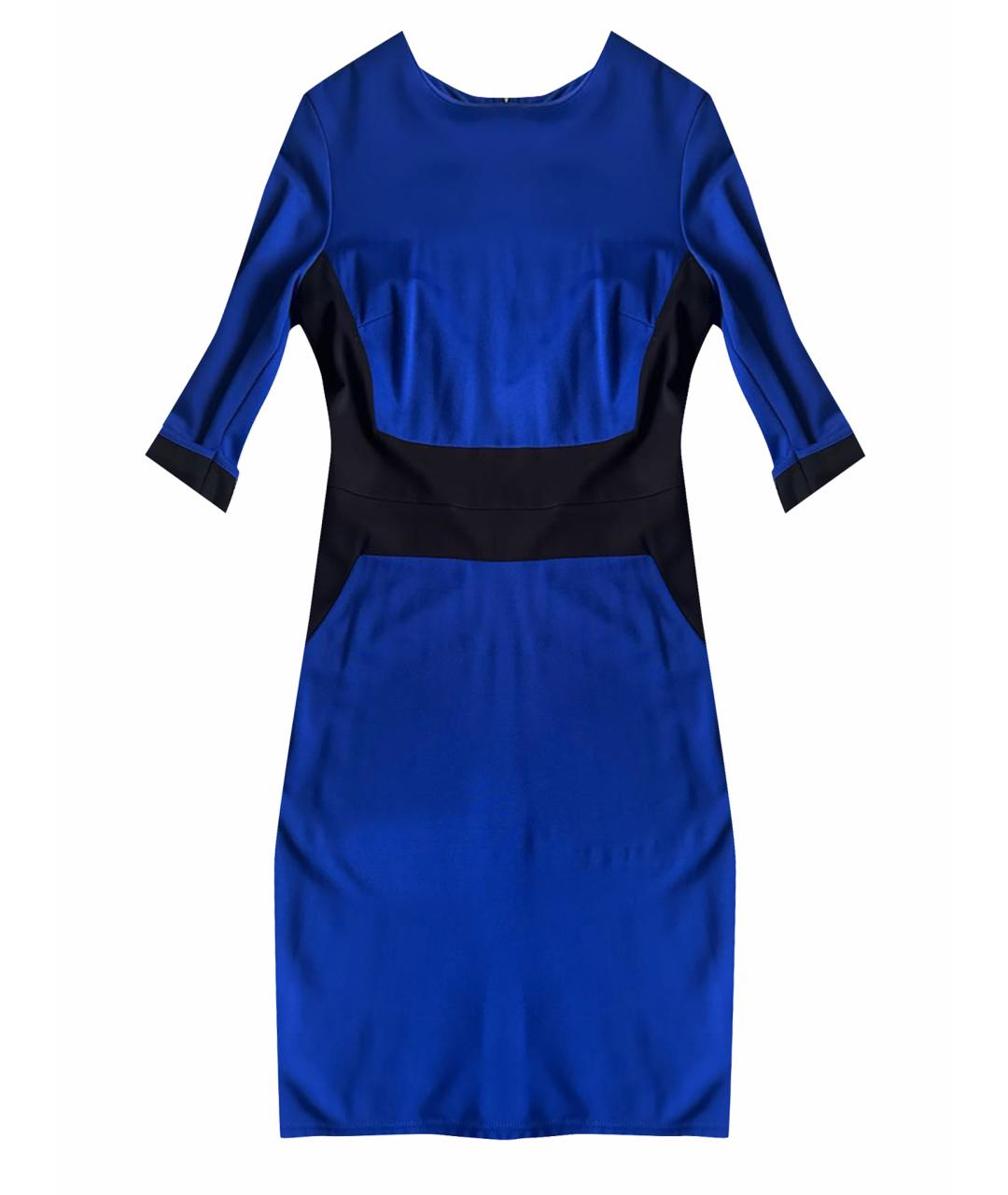 VICTORIA BECKHAM Синее хлопко-эластановое повседневное платье, фото 1