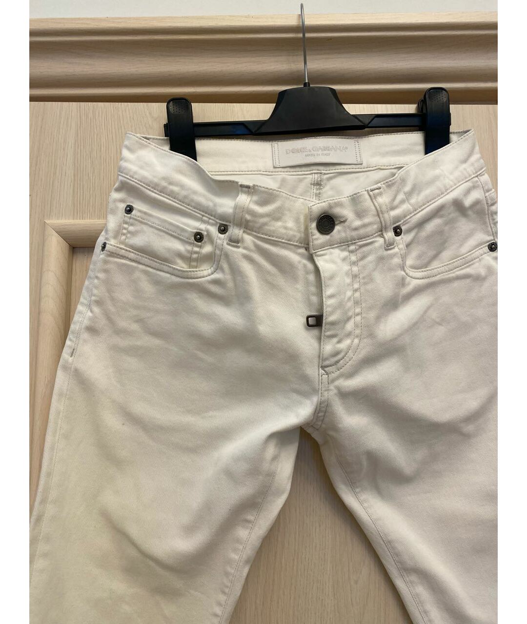 DOLCE&GABBANA Белые хлопковые прямые джинсы, фото 2