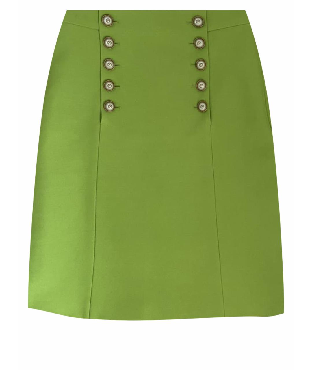GUCCI Зеленая шерстяная юбка миди, фото 1