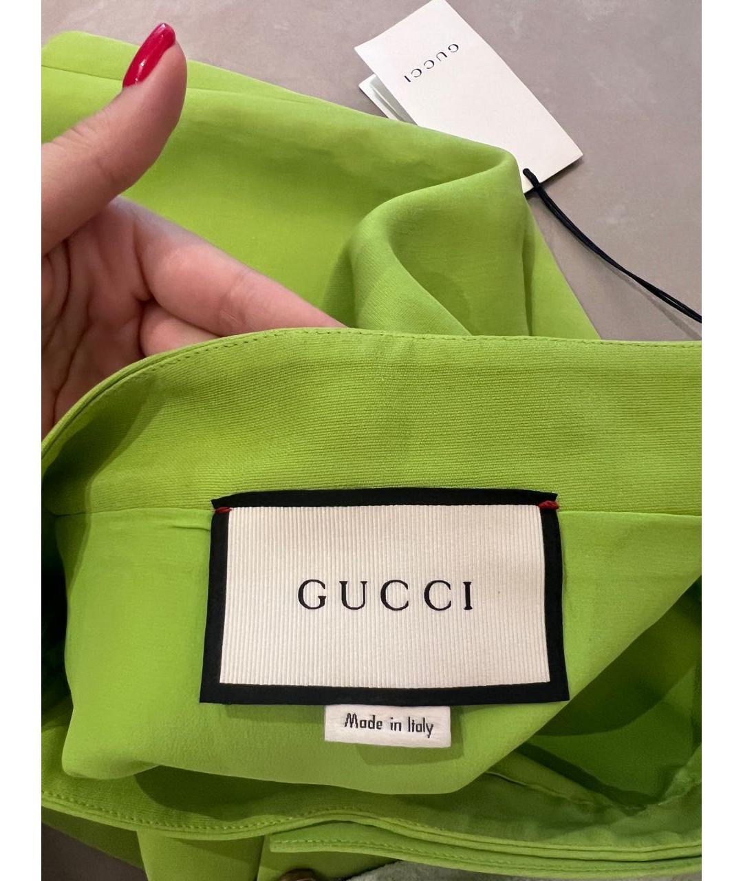 GUCCI Зеленая шерстяная юбка миди, фото 5