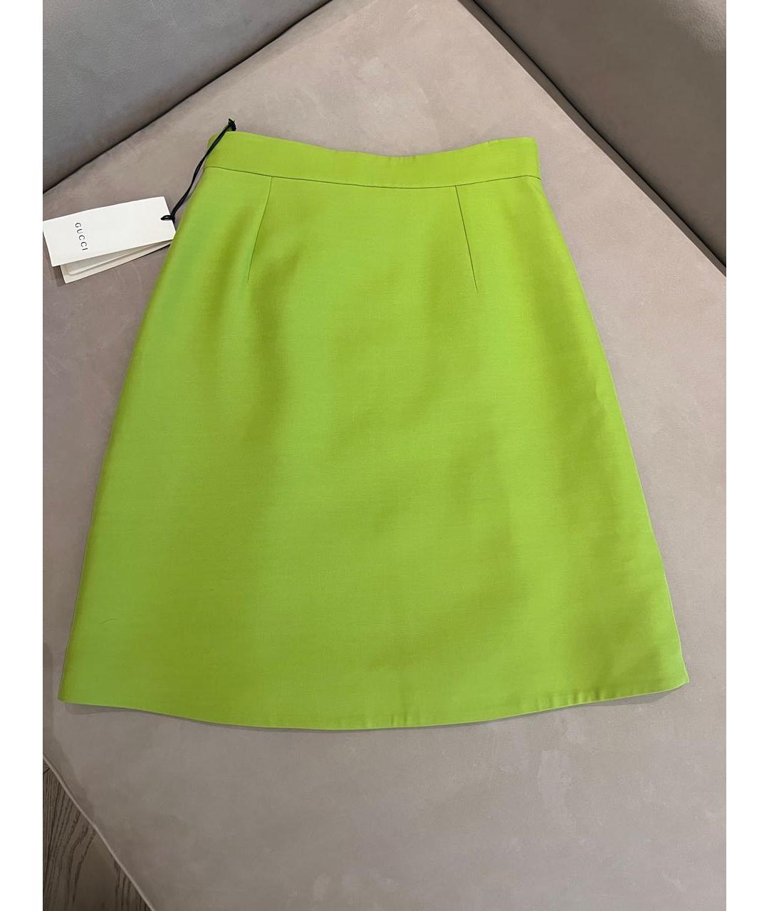 GUCCI Зеленая шерстяная юбка миди, фото 4