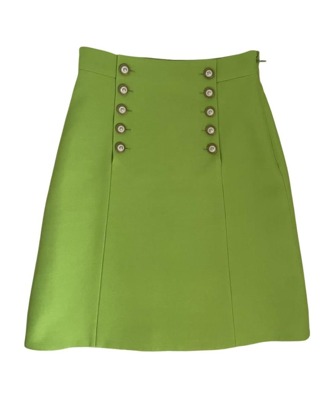 GUCCI Зеленая шерстяная юбка миди, фото 8
