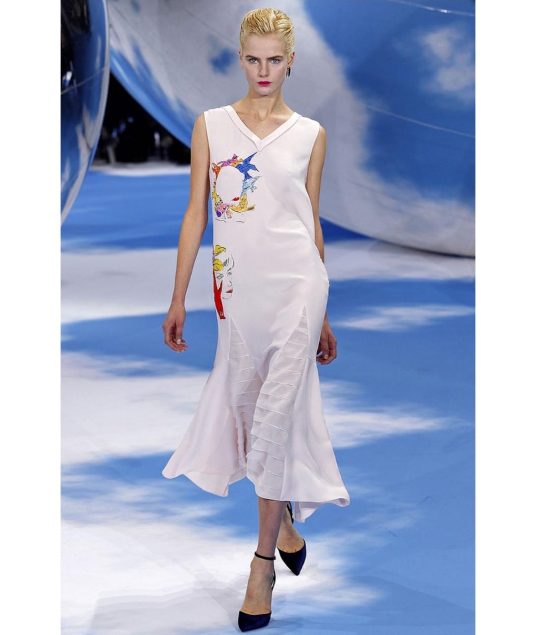 CHRISTIAN DIOR Белое шелковое коктейльное платье, фото 3