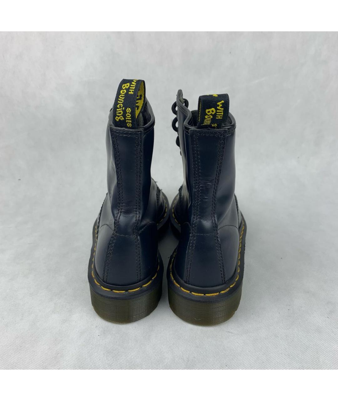 DR. MARTENS Темно-синие кожаные высокие ботинки, фото 3