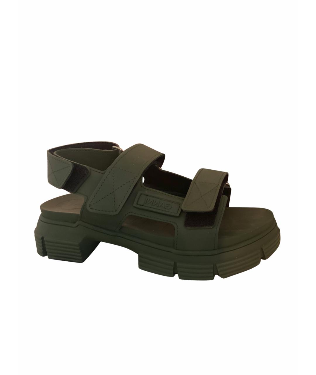 GANNI Зеленые резиновые сандалии, фото 1