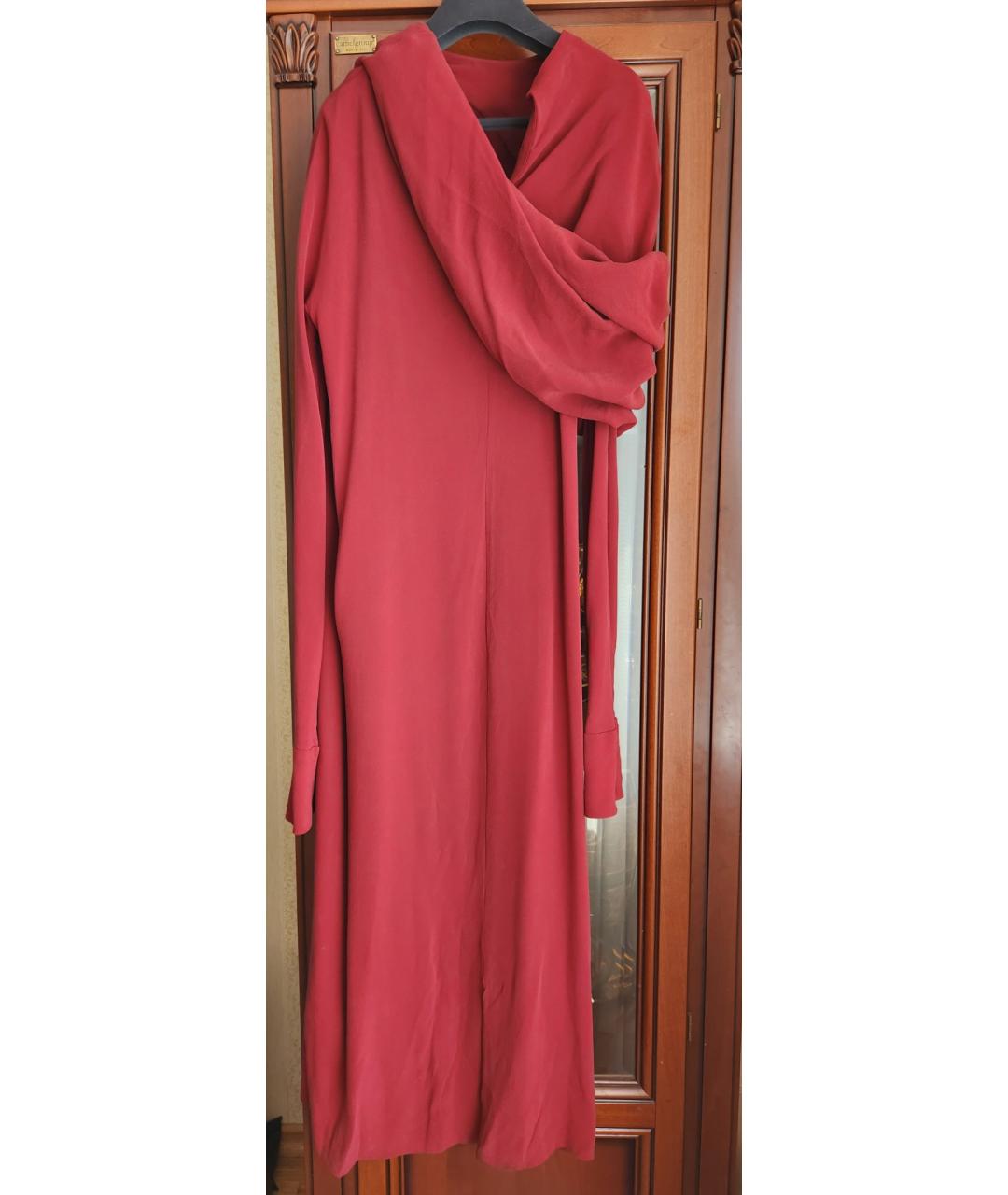 HAIDER ACKERMANN Бордовое шелковое коктейльное платье, фото 3