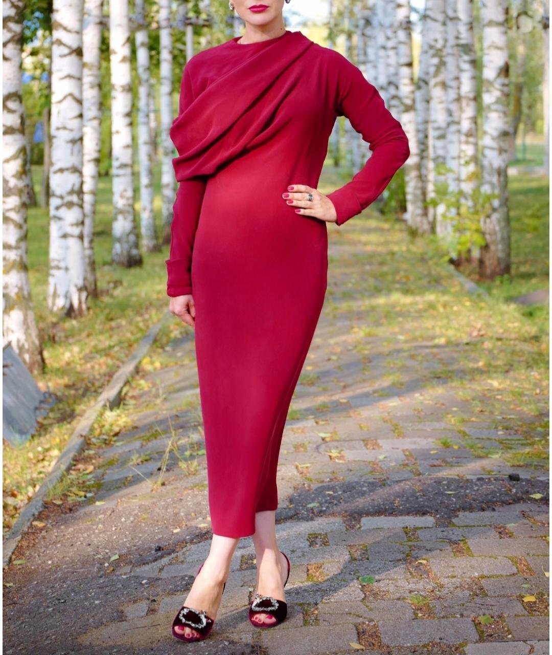 HAIDER ACKERMANN Бордовое шелковое коктейльное платье, фото 7