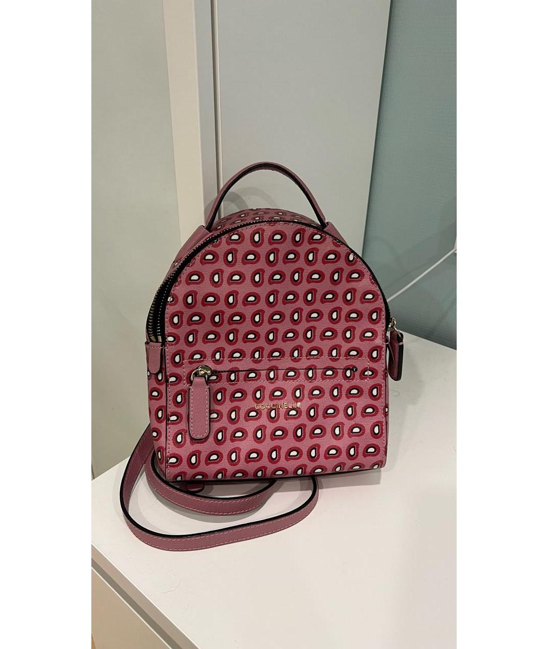 COCCINELLE Розовый кожаный рюкзак, фото 5