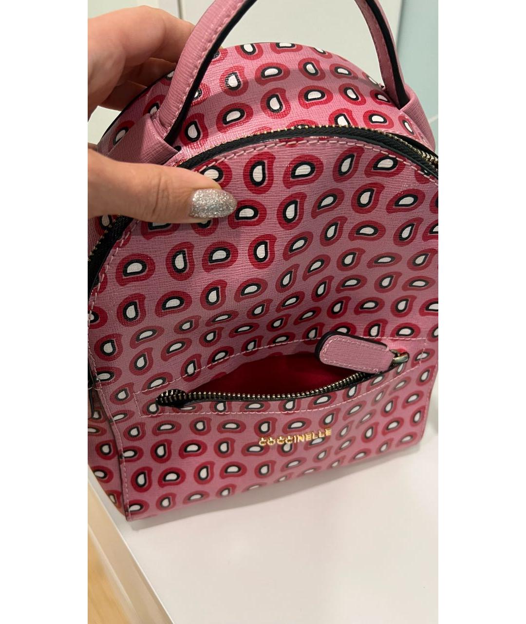 COCCINELLE Розовый кожаный рюкзак, фото 2