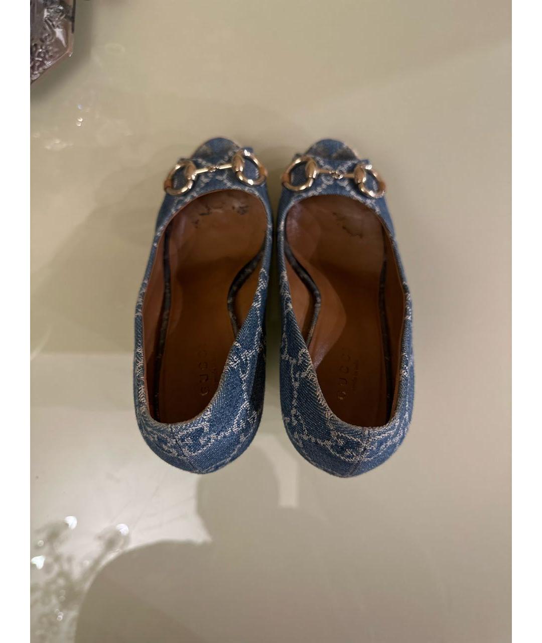 GUCCI Голубые текстильные босоножки, фото 3