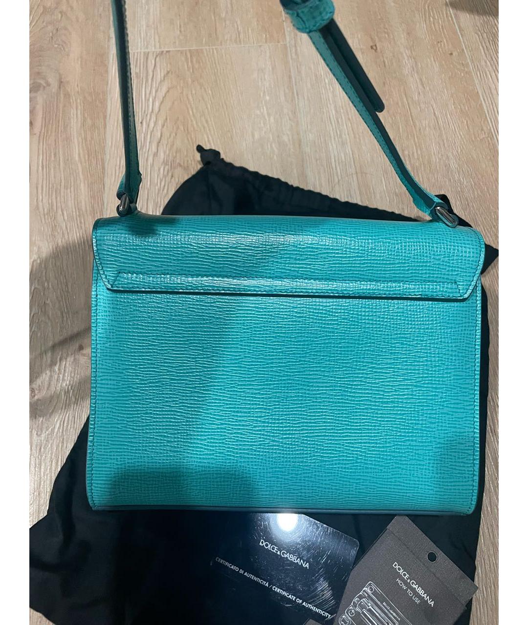 DOLCE&GABBANA Бирюзовая кожаная сумка через плечо, фото 3