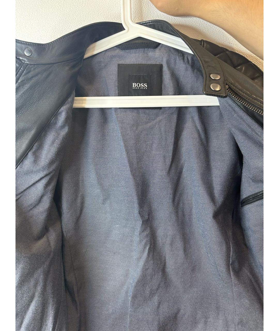 HUGO BOSS Черная кожаная куртка, фото 4