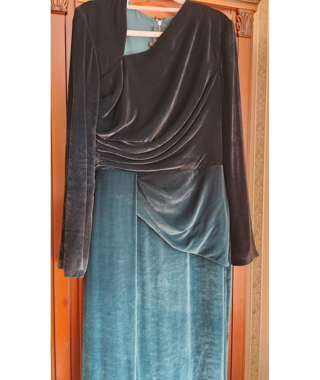 ELIE SAAB Бирюзовое бархатное вечернее платье, фото 3