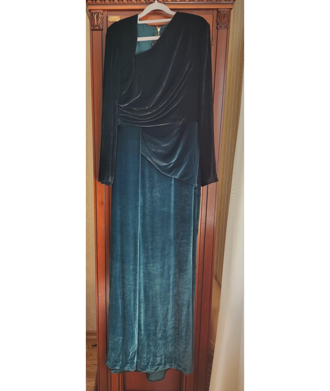 ELIE SAAB Бирюзовое бархатное вечернее платье, фото 8