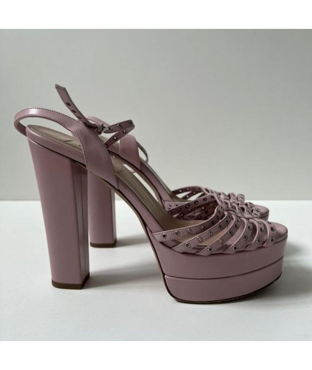 VALENTINO Розовые кожаные босоножки, фото 3