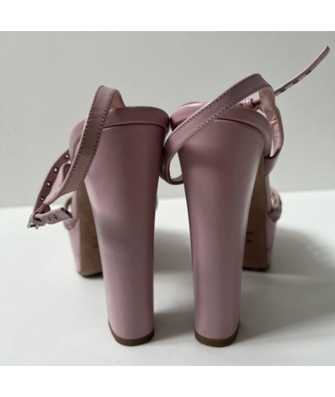 VALENTINO Розовые кожаные босоножки, фото 4