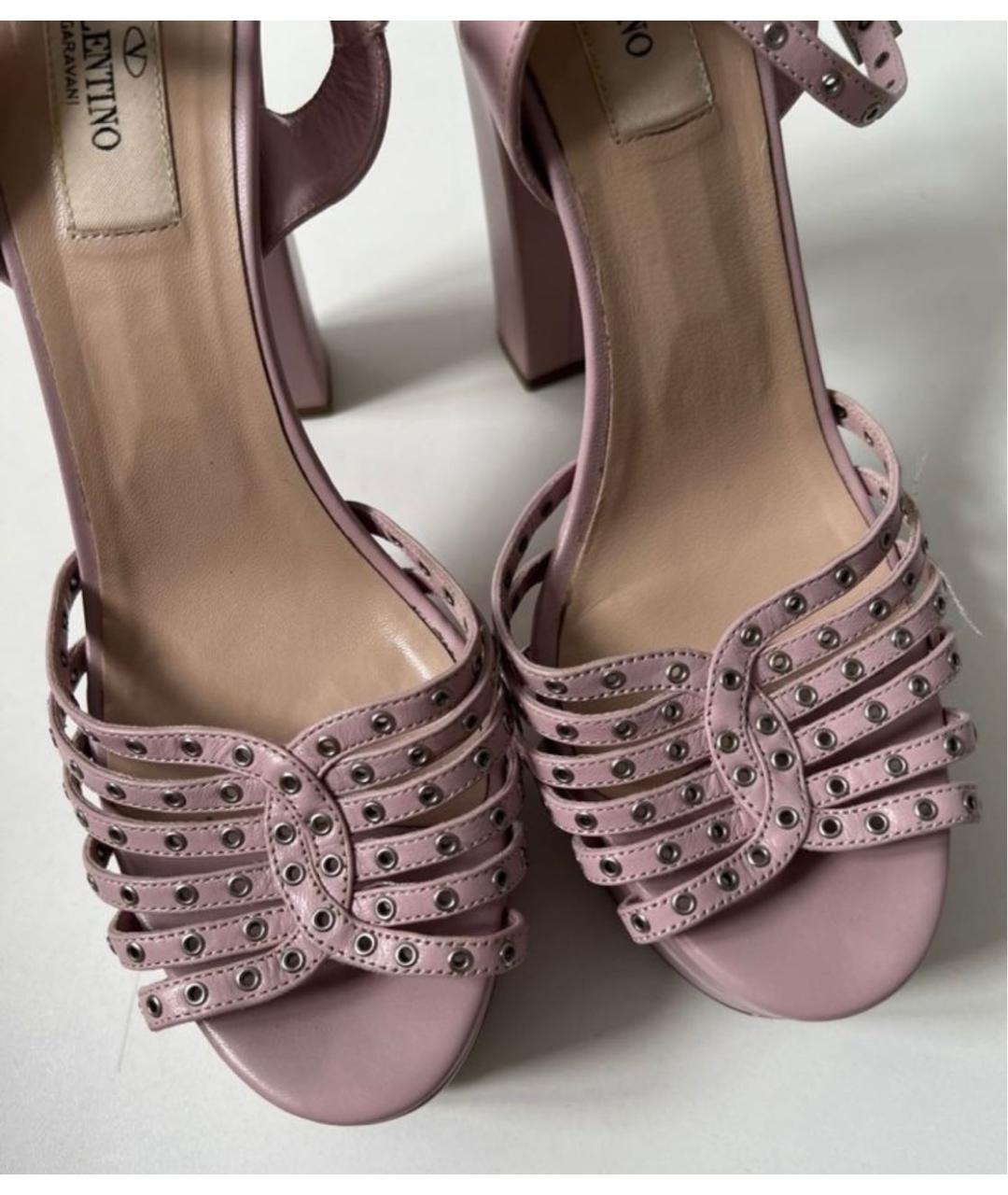 VALENTINO Розовые кожаные босоножки, фото 7