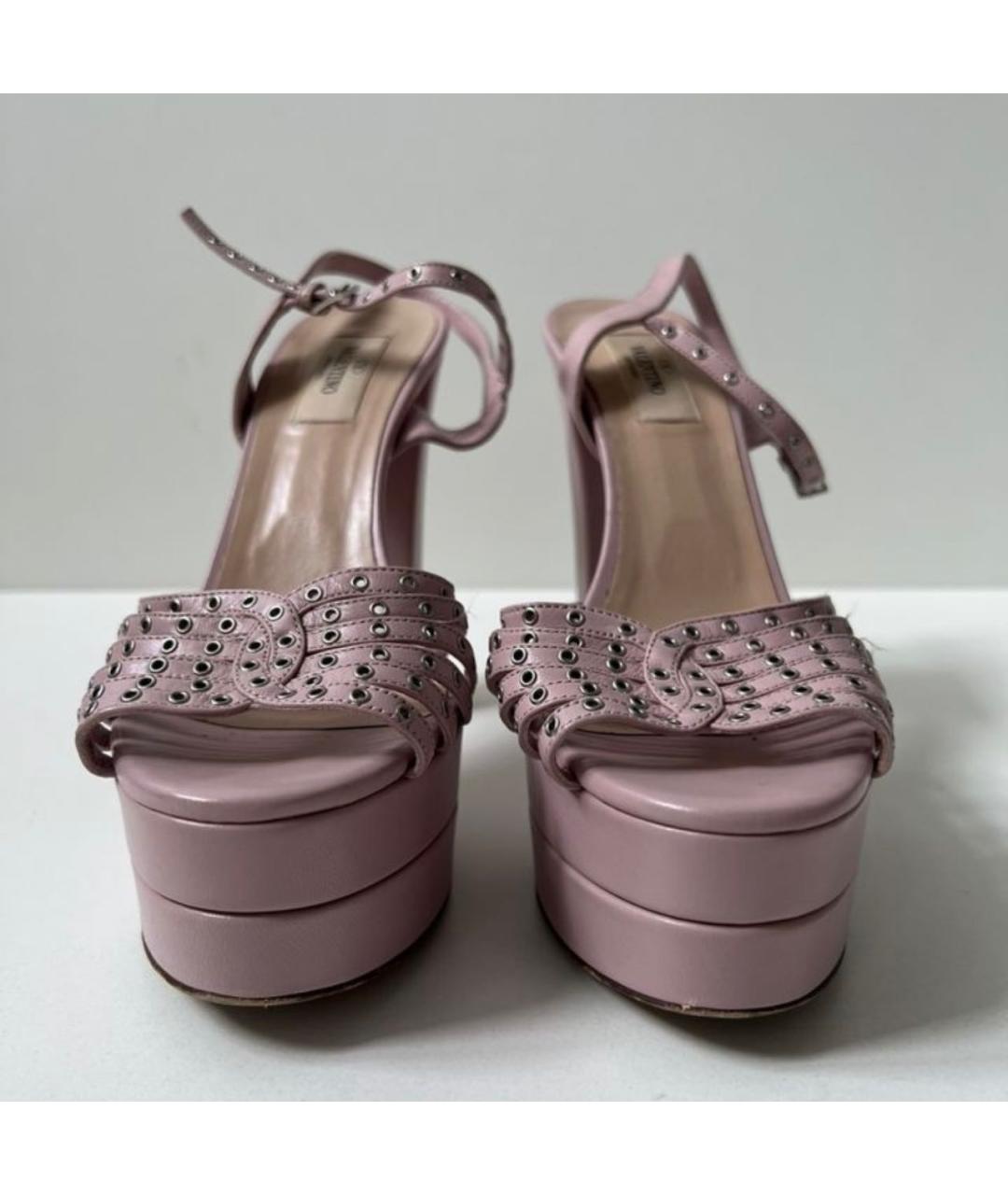 VALENTINO Розовые кожаные босоножки, фото 2