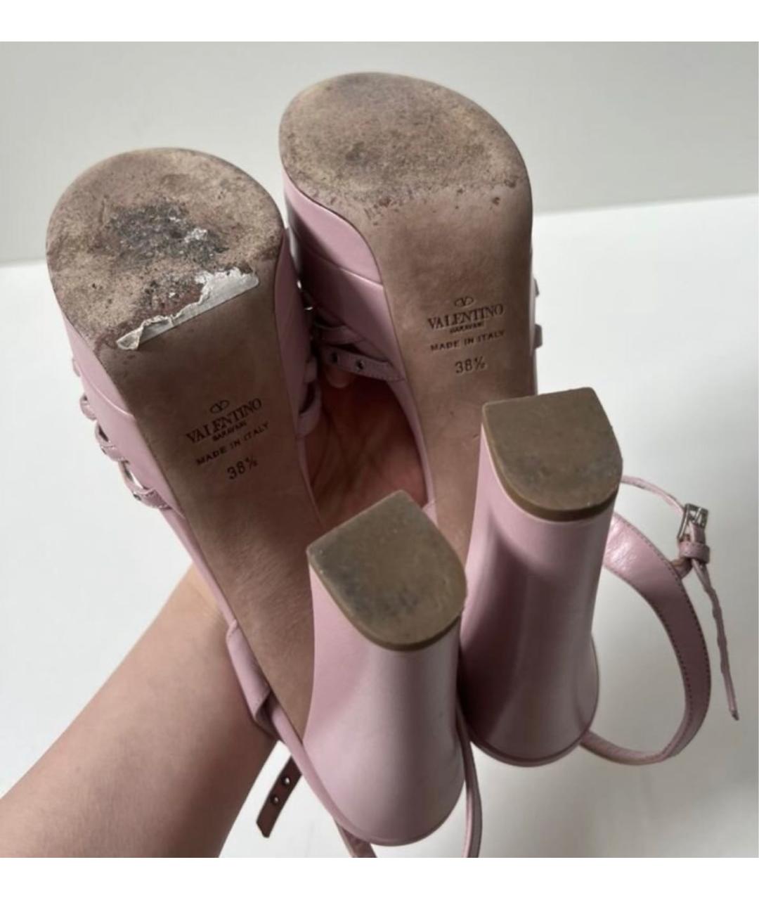 VALENTINO Розовые кожаные босоножки, фото 5