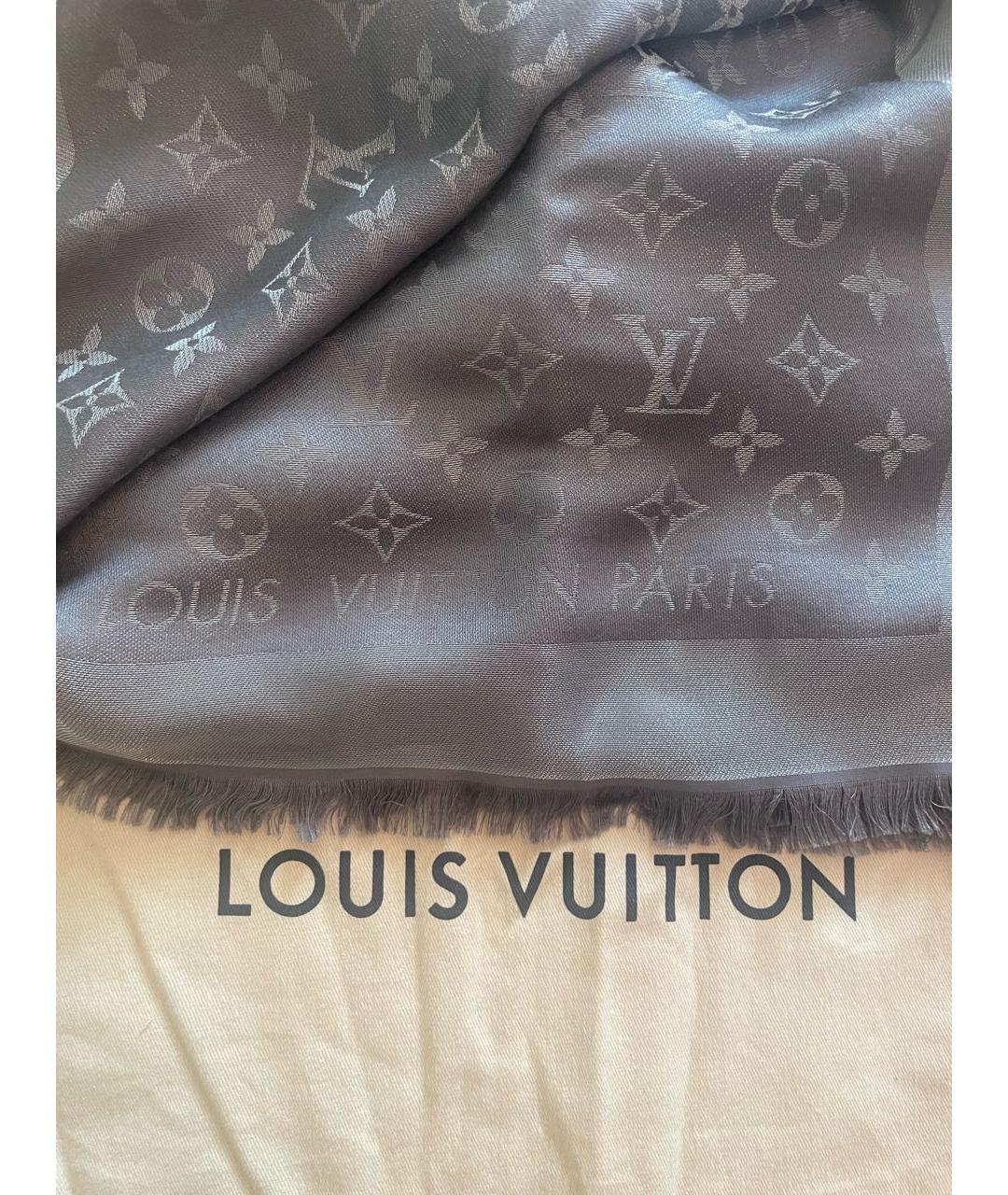 LOUIS VUITTON Серебряный шелковый платок, фото 2