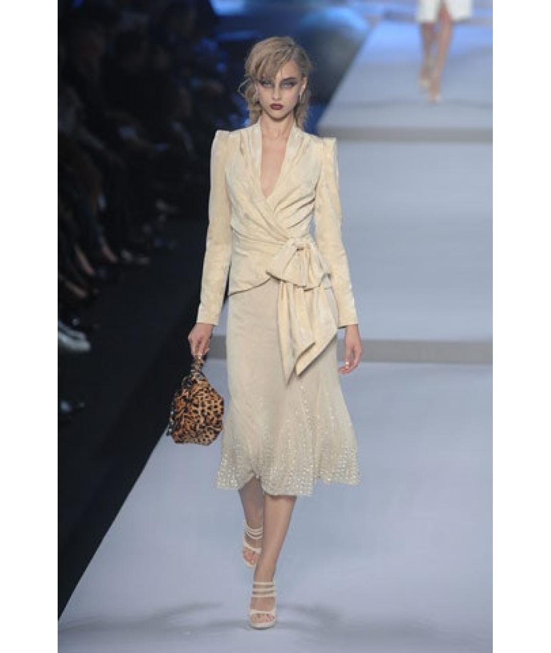 CHRISTIAN DIOR Коричневый шелковый костюм с брюками, фото 3