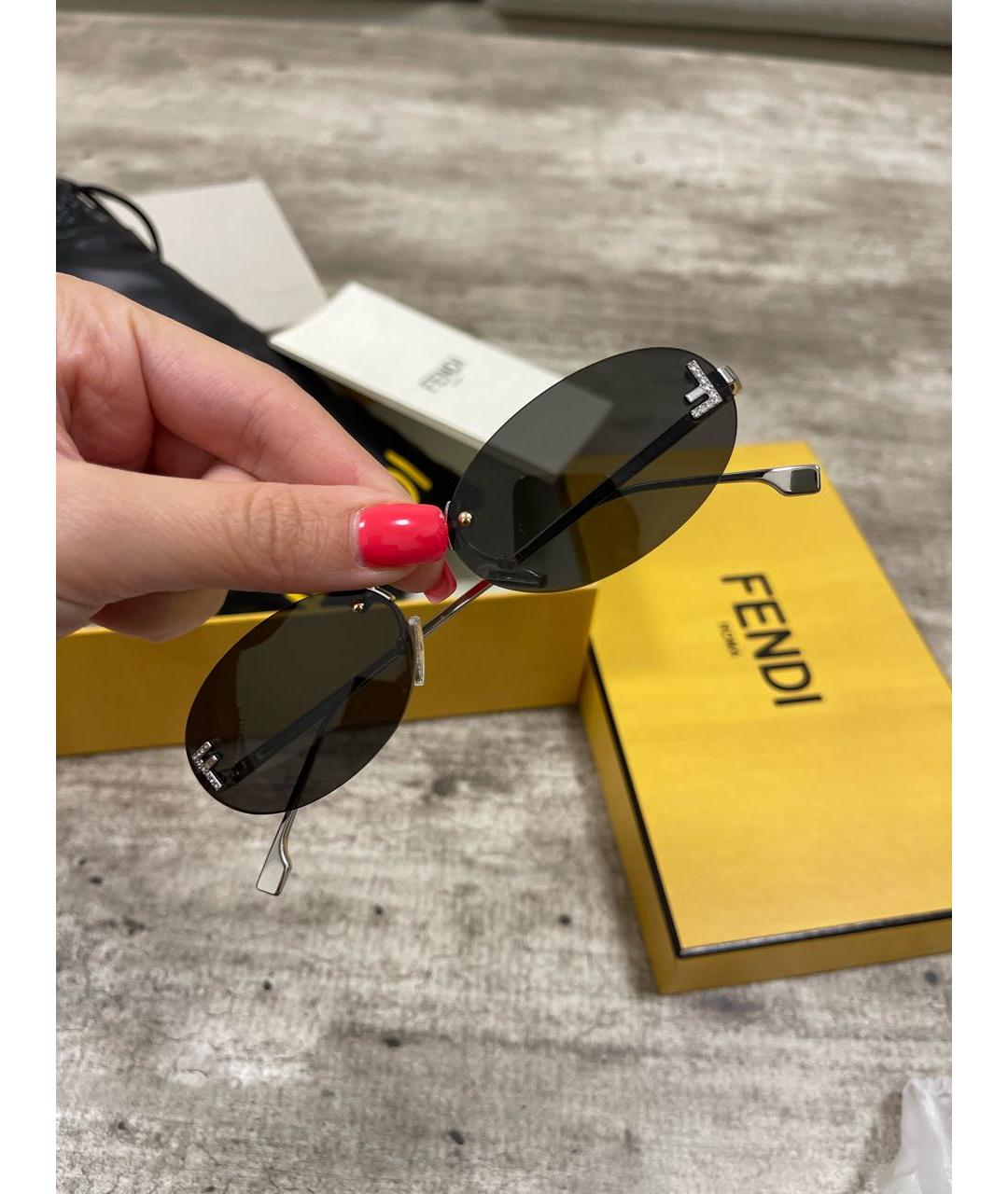FENDI Голубые металлические солнцезащитные очки, фото 6