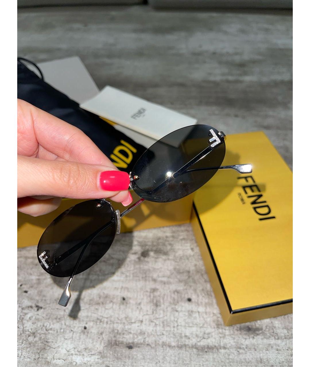 FENDI Голубые металлические солнцезащитные очки, фото 4